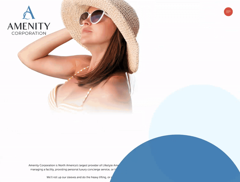 Homepage for Amenity Collective Website