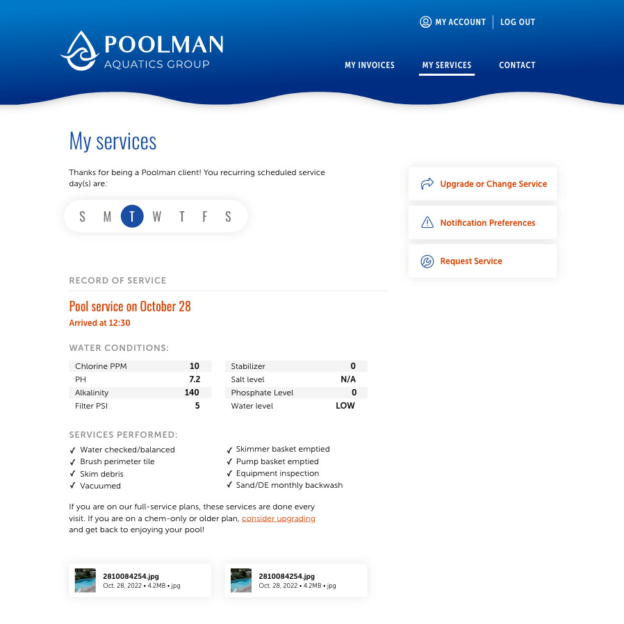 Account Services Web App Page