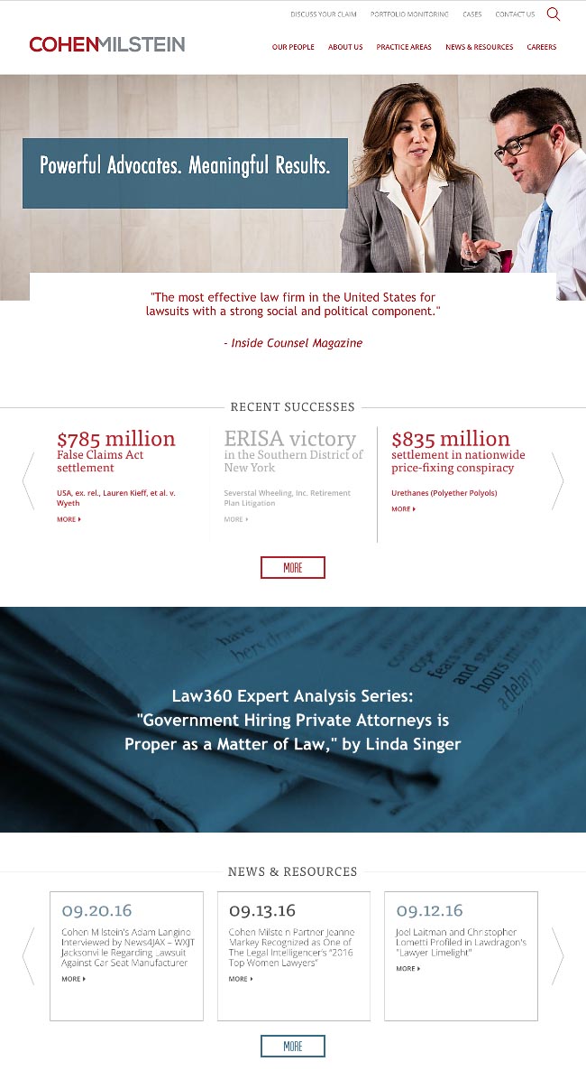 Website Home Page for DC Law Firm