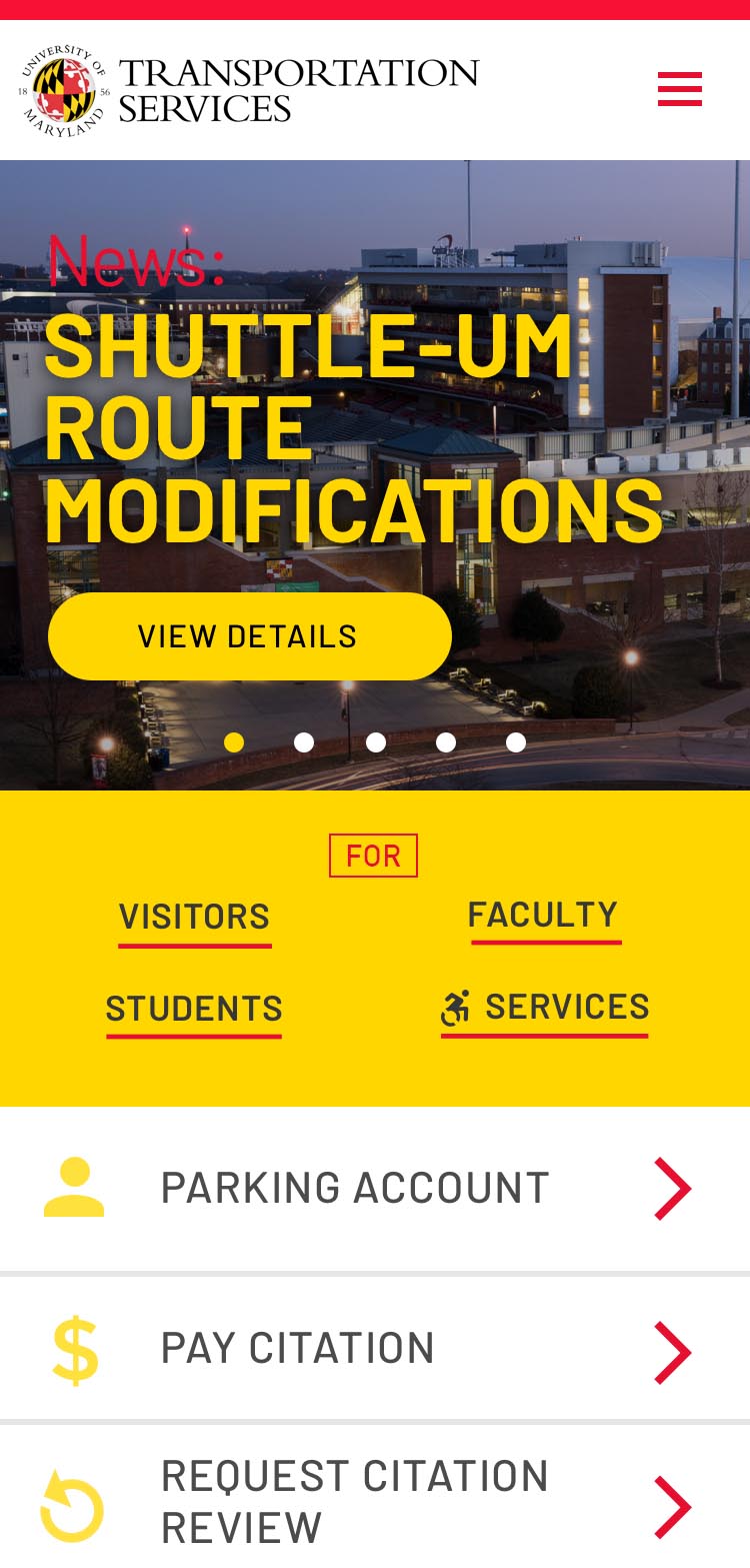 Transportation Mobile Web Interface
