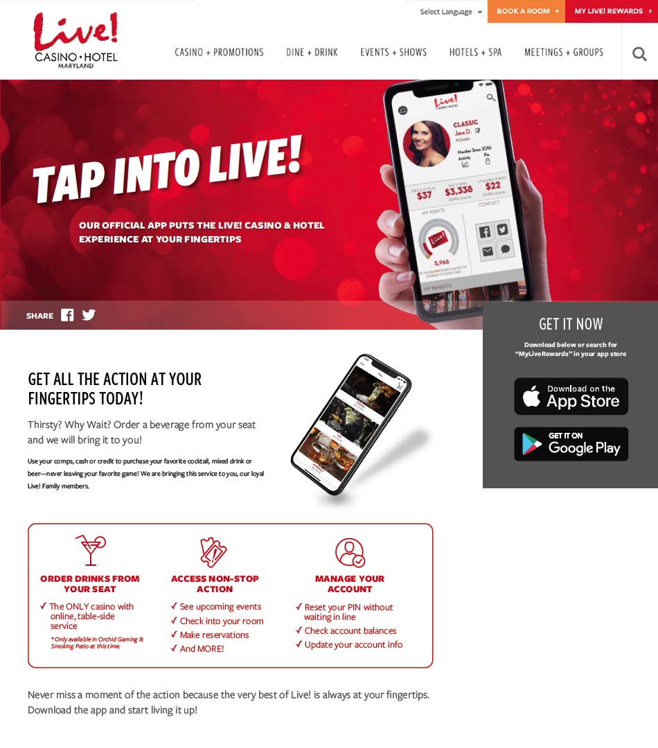 Landing Page for Casino App