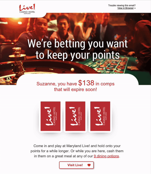Animated Email for Casino Points Accrual