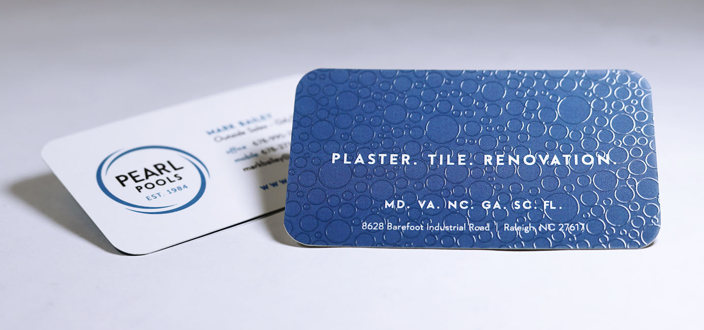 Branding for Pool Construction Business with Tactile Finish on Cards