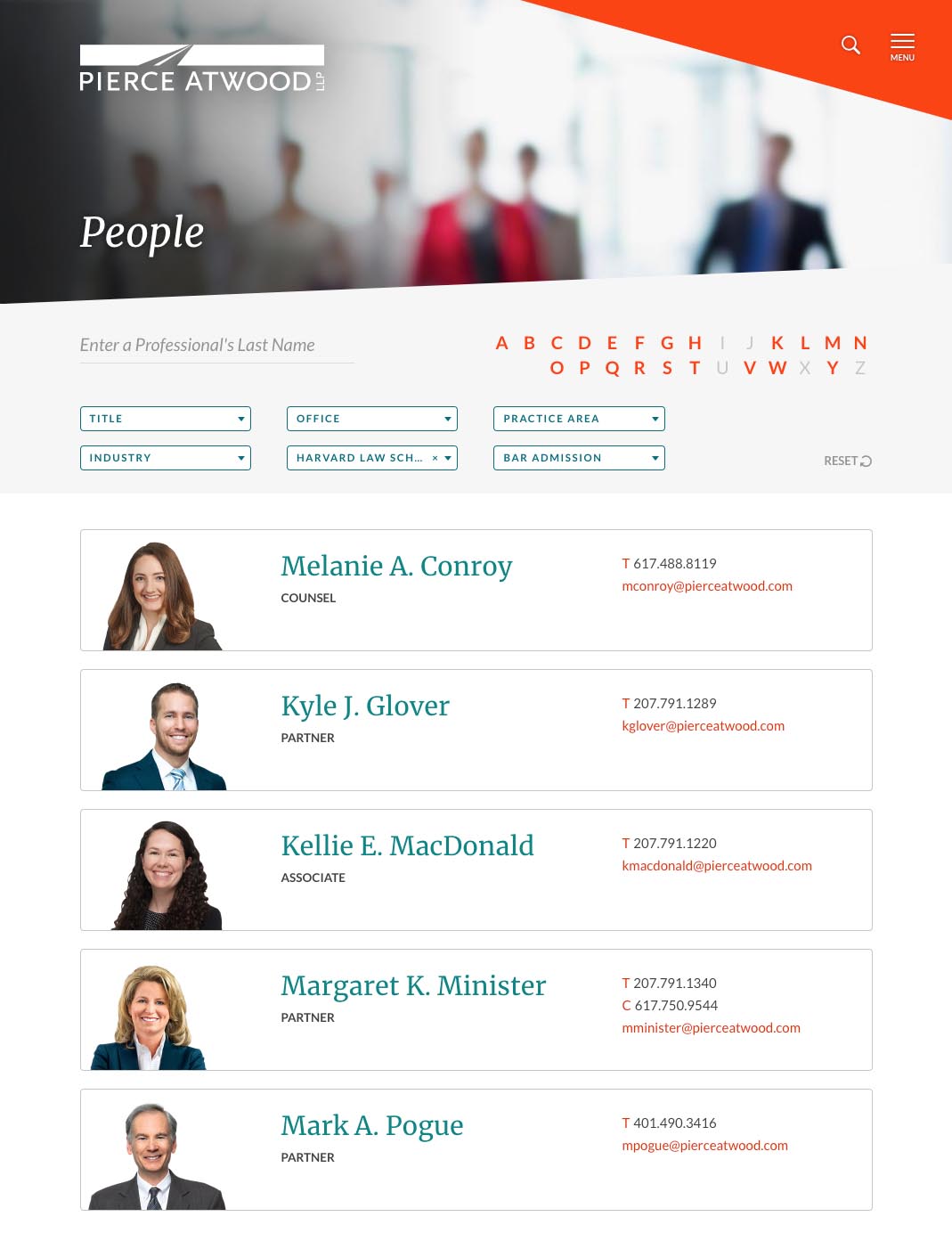 People Search Page for Law Firm