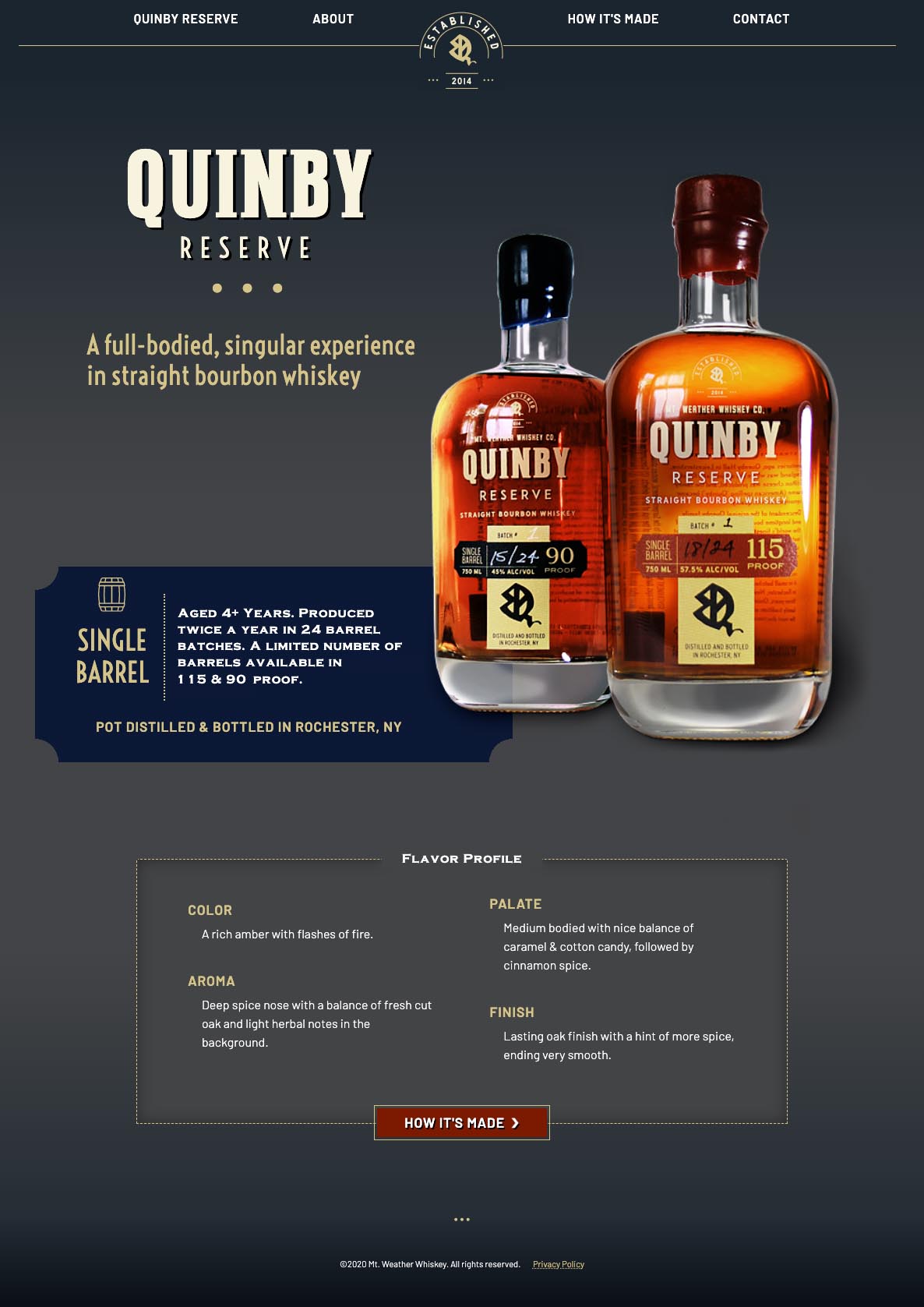 Website Homepage for Quinby Bourbon