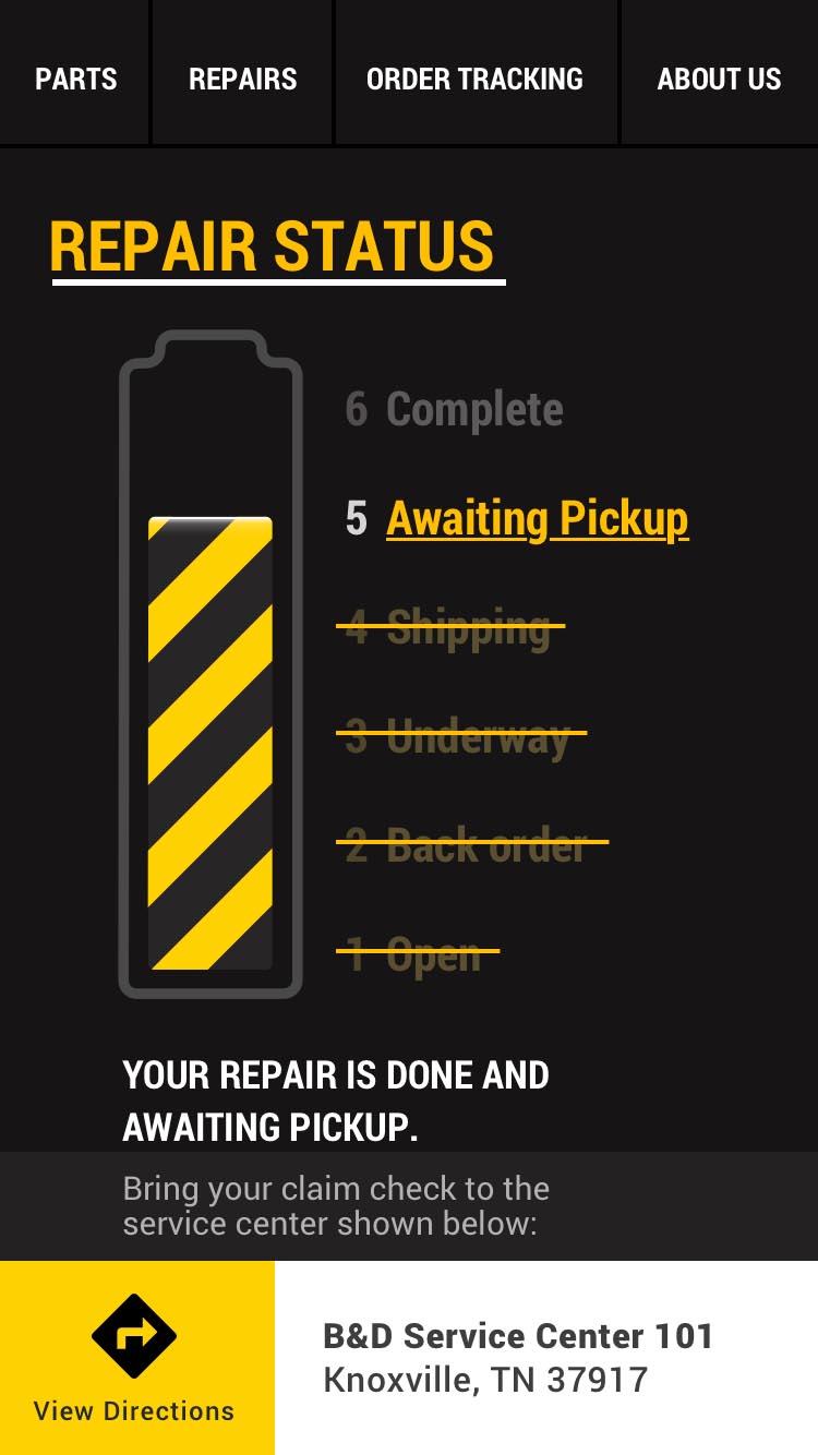 Delivery Status of Tool Repair